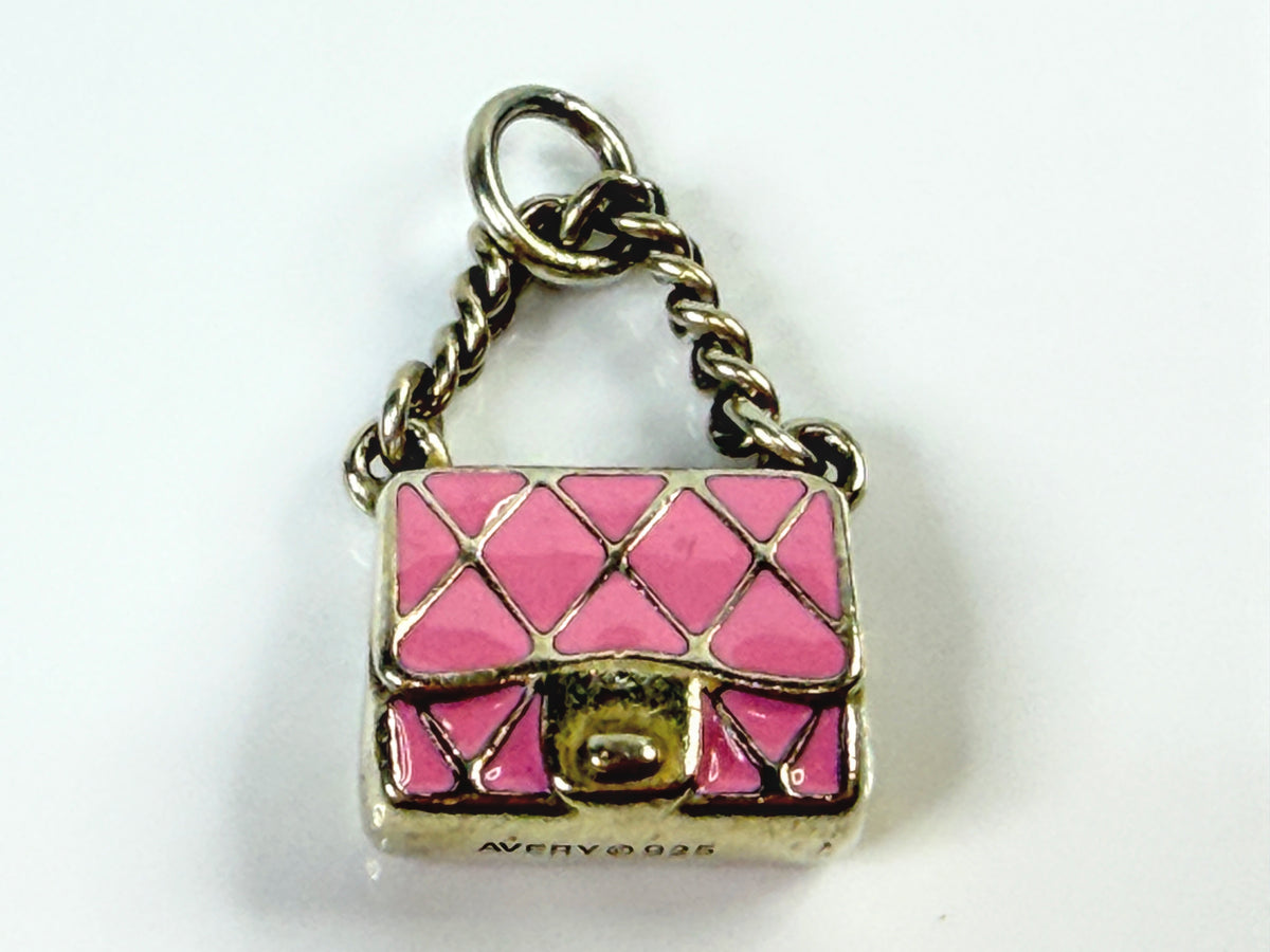 James Avery Pink Enamel Fashion Purse Sterling Silver Handbag Charm JR2124