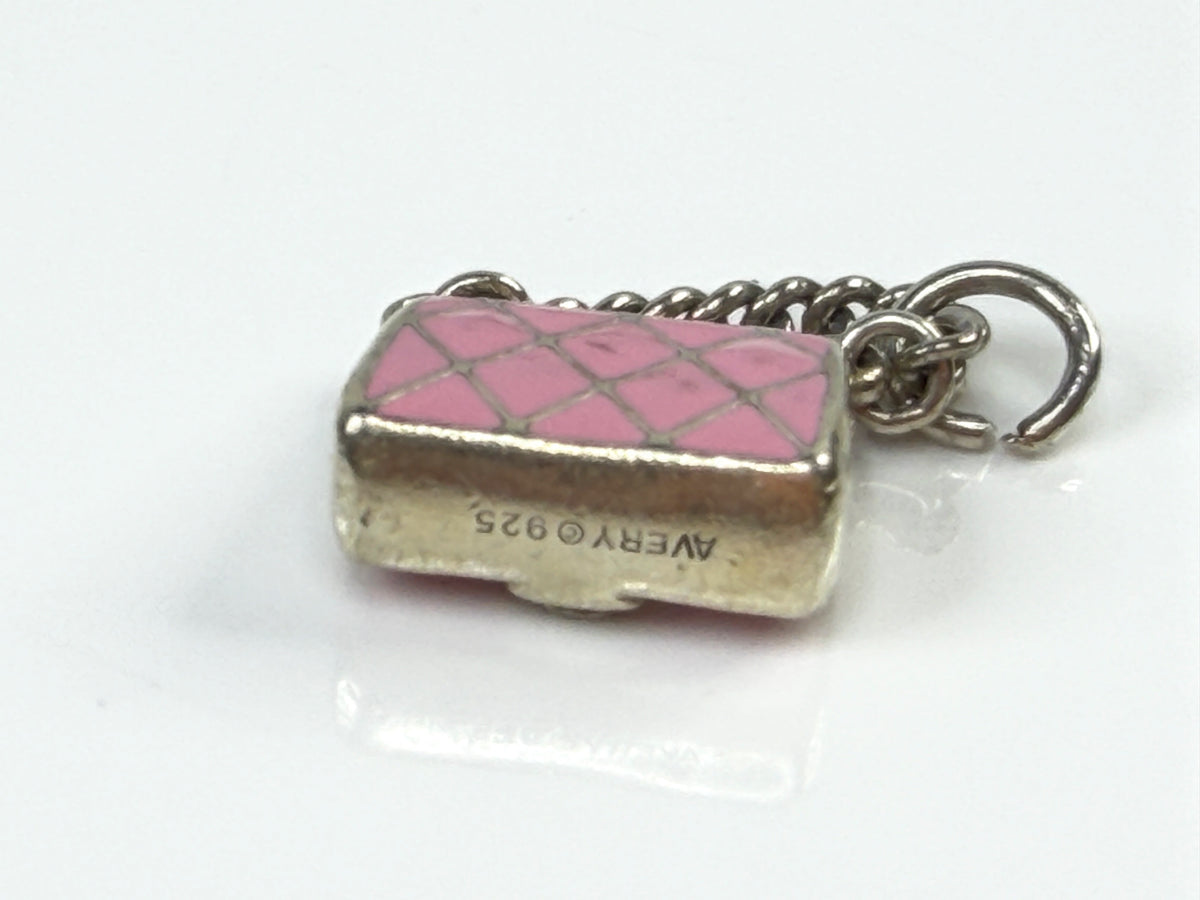 James Avery Pink Enamel Fashion Purse Sterling Silver Handbag Charm JR2124