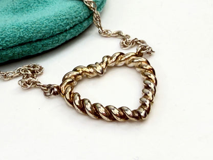Tiffany & Co Heart Necklace Silver 18K Gold Rope Pendant Charm JR1364