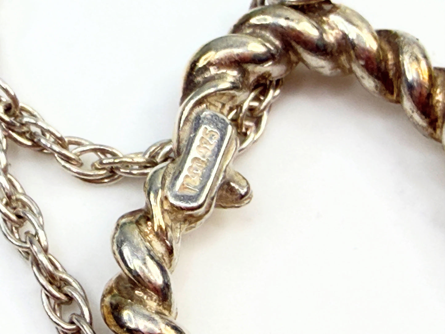 Tiffany & Co Heart Necklace Silver 18K Gold Rope Pendant Charm JR1364