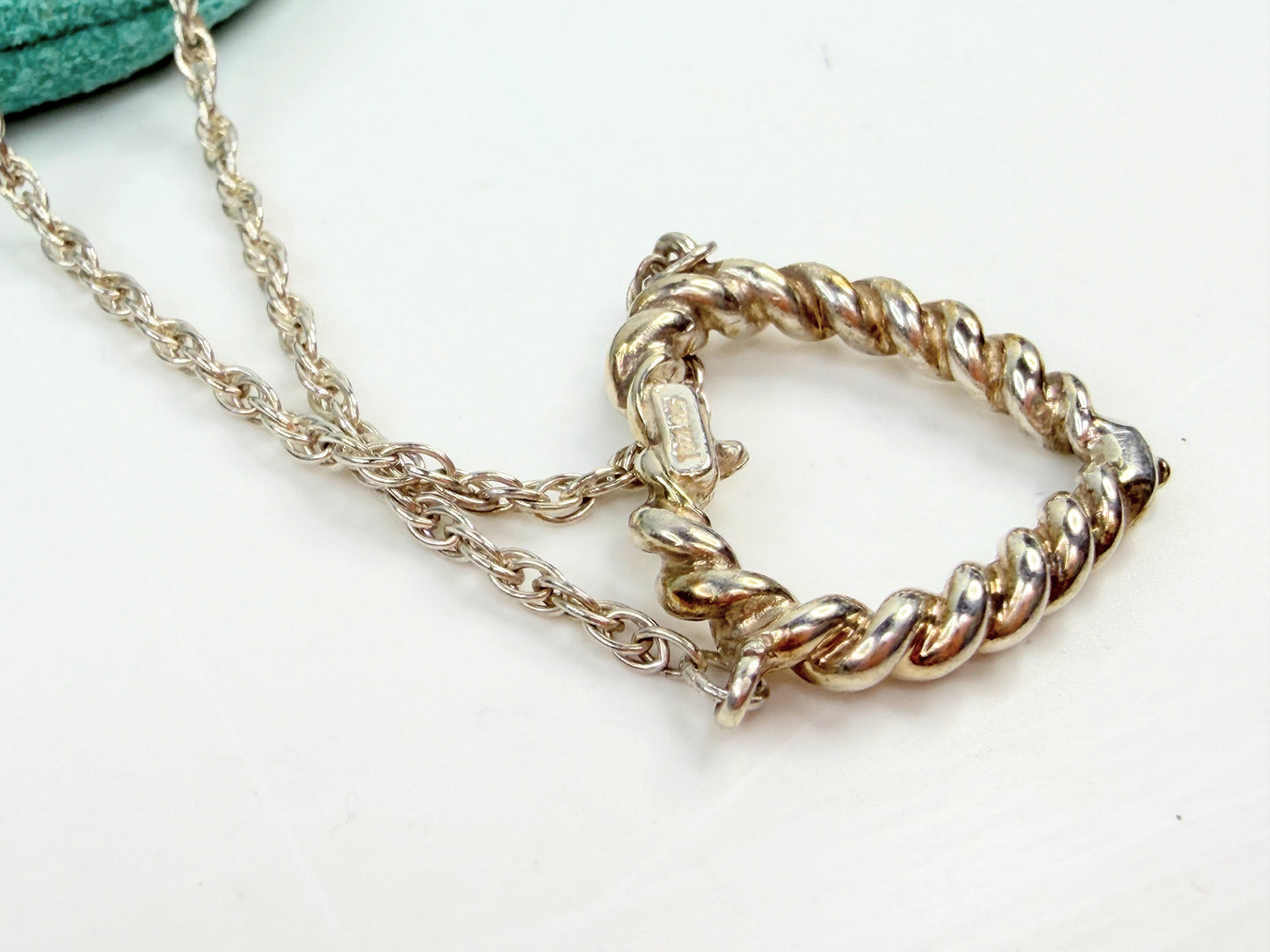 Tiffany & Co Heart Necklace Silver 18K Gold Rope Pendant Charm JR1364