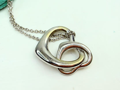Tiffany & Co Elsa Peretti Double Open interlocked Heart Necklace 18” SS JR1380