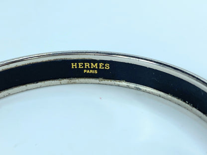 Hermes Paris Enamel & Silver Plated Monogram Skinny Bangle GS70