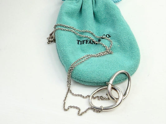 Tiffany & Co. Peretti Double Loop Necklace Pendant charm Silver 925 JR1367