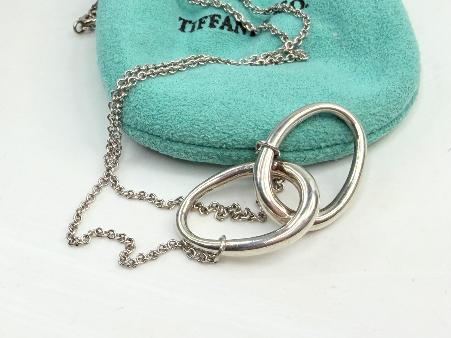 Tiffany & Co. Peretti Double Loop Necklace Pendant charm Silver 925 JR1367