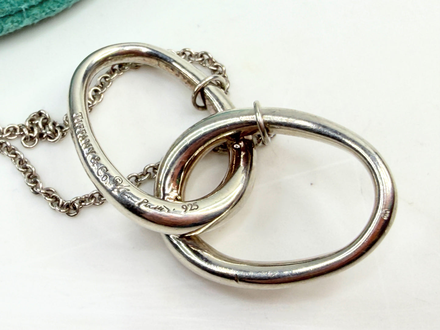 Tiffany & Co. Peretti Double Loop Necklace Pendant charm Silver 925 JR1367