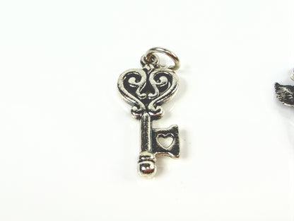 James Avery Sterling Silver Key to My Heart Scroll Key Charm Jewelry JR2132