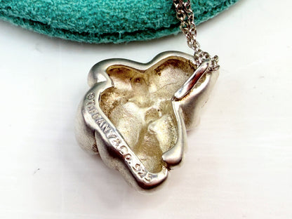 Tiffany & Co. Sterling Silver Teddy Bear with Ribbon Bow Necklace 16" JR1368