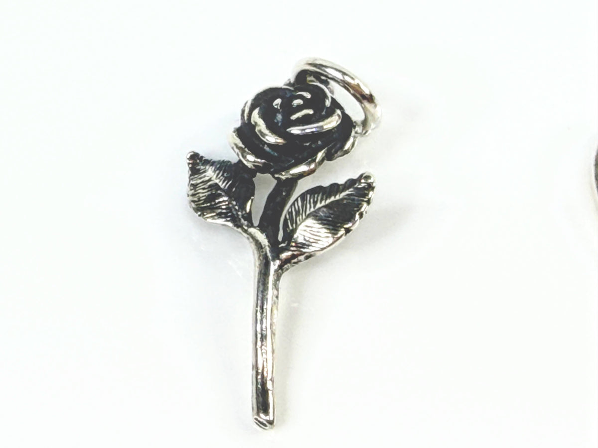 James Avery Sterling Silver Long Stem Rose Flower Charm Jewelry JR2133