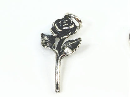 James Avery Sterling Silver Long Stem Rose Flower Charm Jewelry JR2133