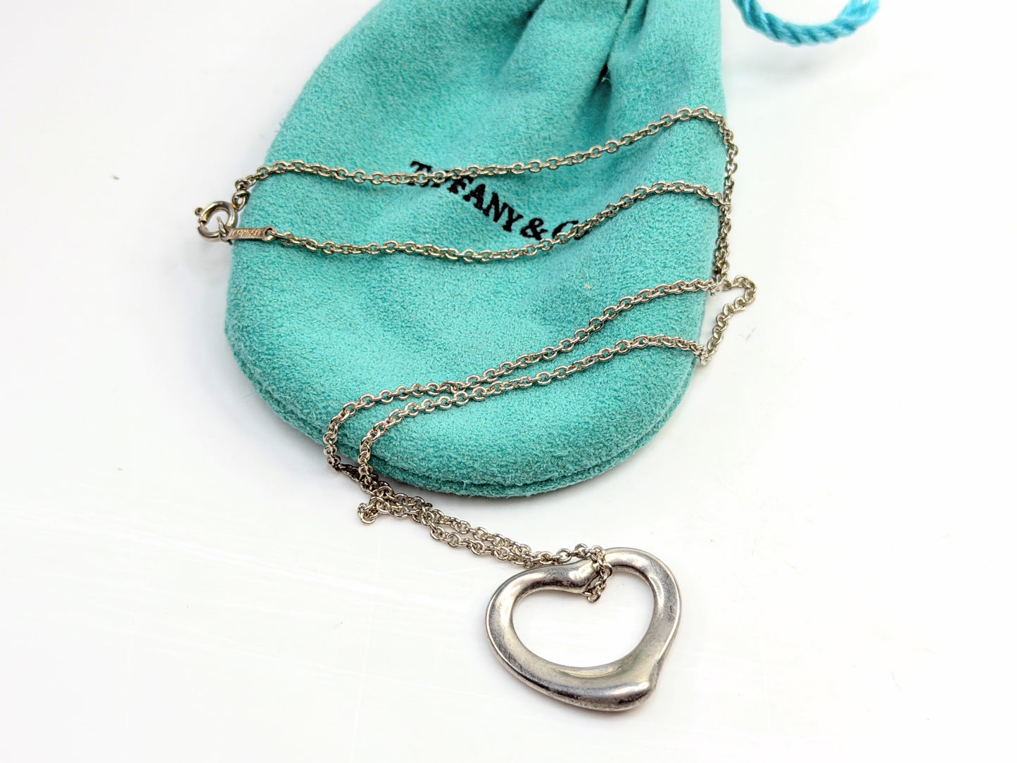 Vintage Tiffany Sterling Silver Peretti 22mm Open Heart 16” JR1369