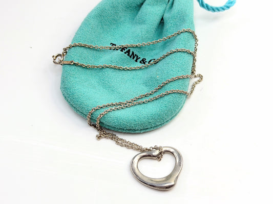 Vintage Tiffany Sterling Silver Peretti 22mm Open Heart 16” JR1369