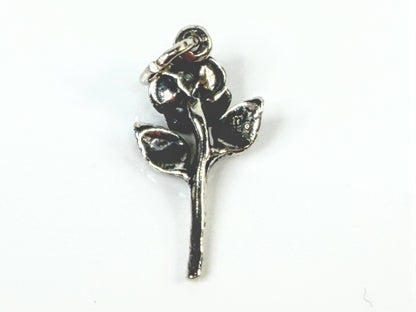 James Avery Sterling Silver Long Stem Rose Flower Charm Jewelry JR2133
