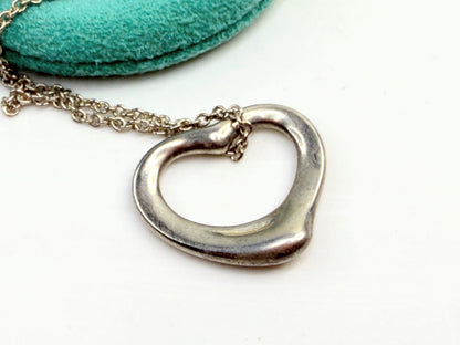 Vintage Tiffany Sterling Silver Peretti 22mm Open Heart 16” JR1369