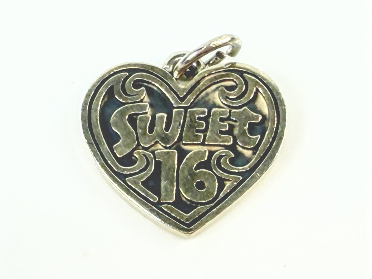 James Avery Sterling Silver Sweet 16 Heart Birthday Charm Jewelry JR2134