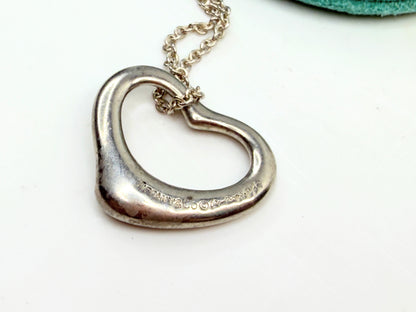 Vintage Tiffany Sterling Silver Peretti 22mm Open Heart 16” JR1369