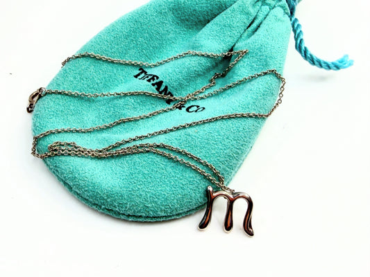 Vintage Tiffany Sterling Silver Peretti Letter M Necklace JR1376