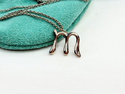 Vintage Tiffany Sterling Silver Peretti Letter M Necklace JR1376