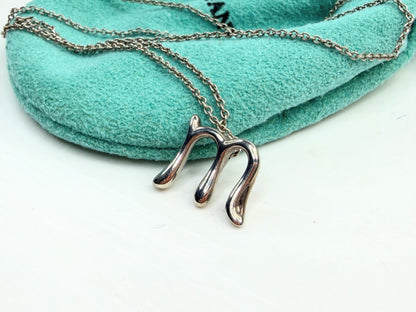 Vintage Tiffany Sterling Silver Peretti Letter M Necklace JR1376