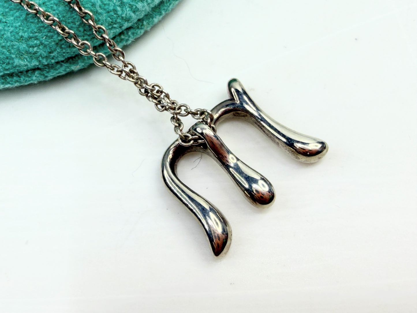 Vintage Tiffany Sterling Silver Peretti Letter M Necklace JR1376