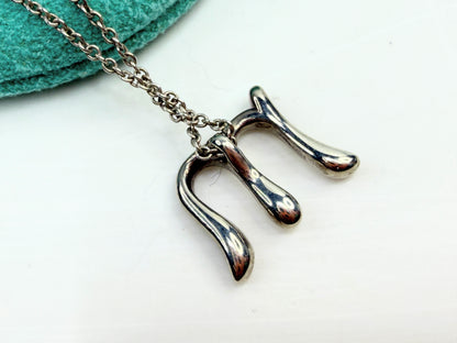 Vintage Tiffany Sterling Silver Peretti Letter M Necklace JR1376