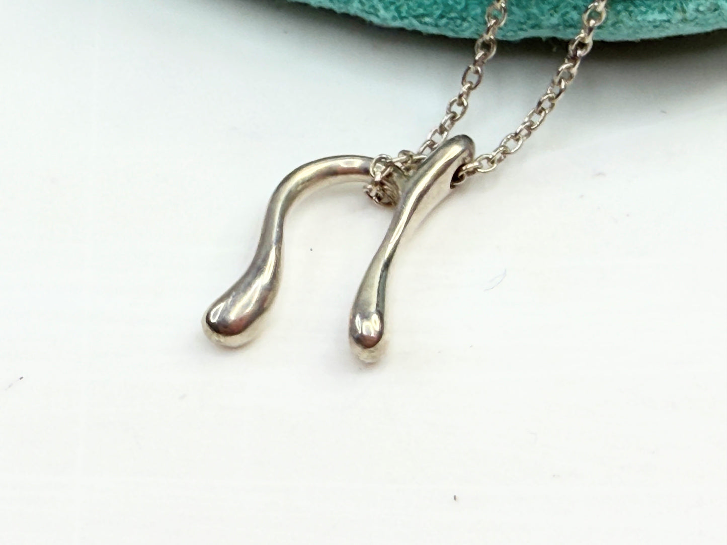 Tiffany & Co Silver Medium Peretti Alphabet Letter "N" Necklace JR1373