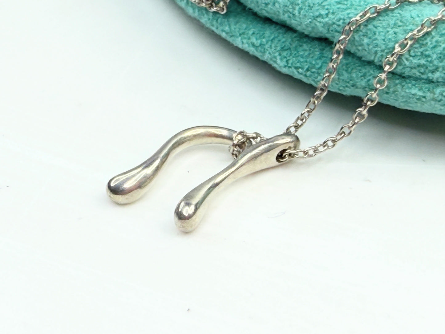 Tiffany & Co Silver Medium Peretti Alphabet Letter "N" Necklace JR1373