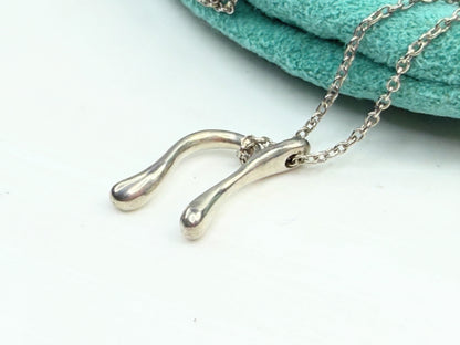 Tiffany & Co Silver Medium Peretti Alphabet Letter "N" Necklace JR1373