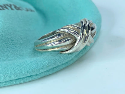 Tiffany & Co Silver Signature X Band Ring. Size 5.5 JR9889