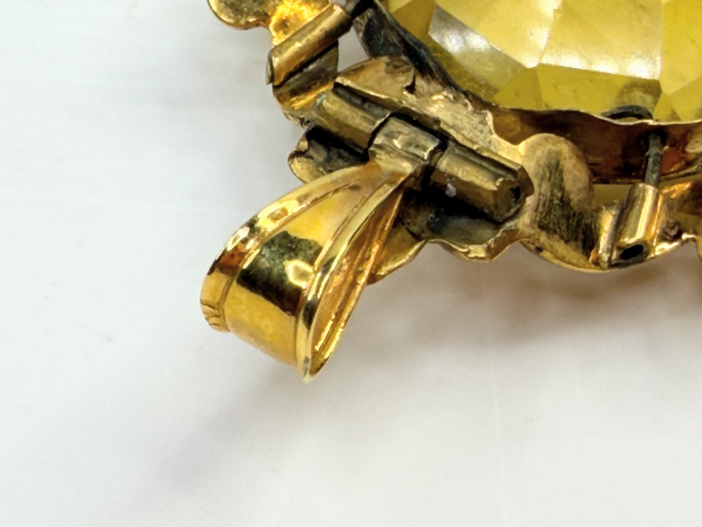 Antique c1910 Art Glass Pendant Gilt Frame 14K Bale JR1379