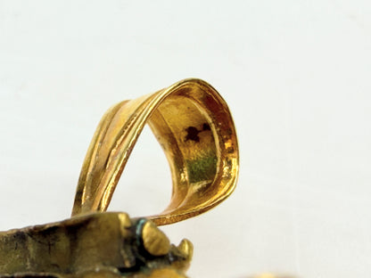 Antique c1910 Art Glass Pendant Gilt Frame 14K Bale JR1379