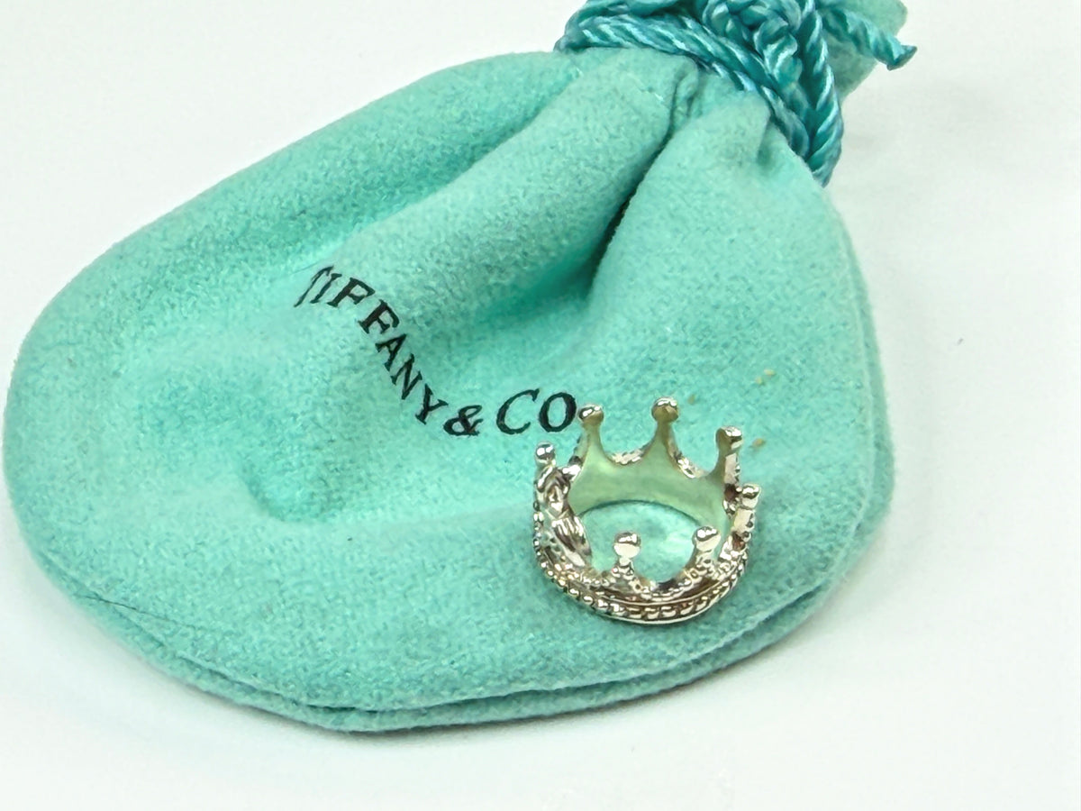 Tiffany & Co. Sterling Silver 3D Princess Crown Charm Pendant AG925 Pouch JR2116