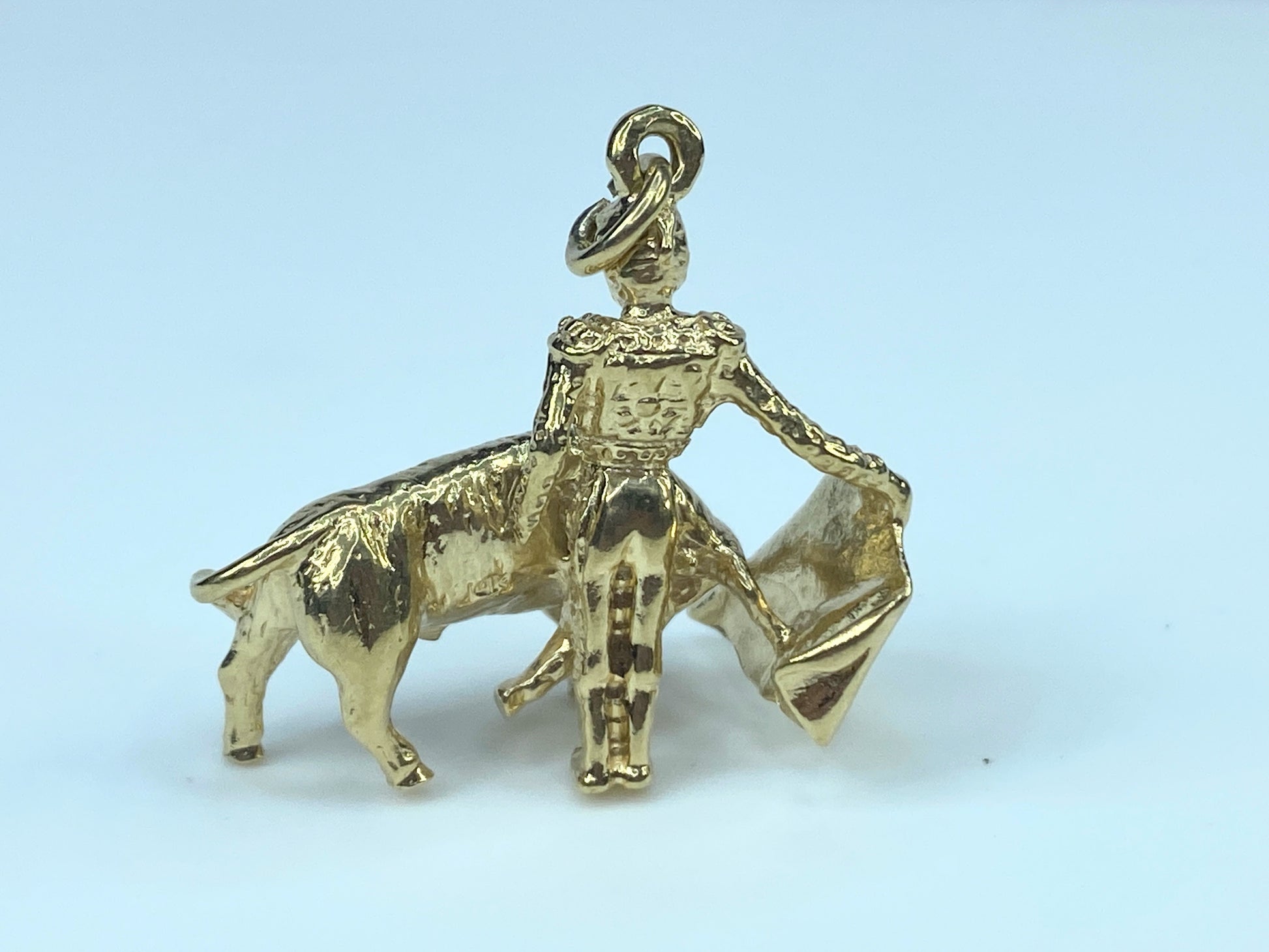 Matador with la Muleta bullfighting 3D in 9K charm pendant