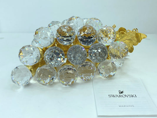 Swarovski Crystal faceted 29 Grapes Cluster with Gold Leaves Figurine S120