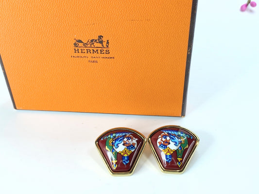 Hermès Boucles d'oreilles Email ceramic earrings GS77