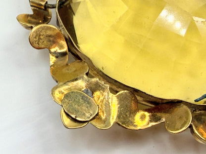 Antique c1910 Art Glass Pendant Gilt Frame 14K Bale JR1379