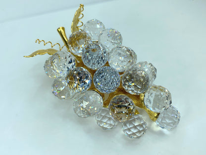 Swarovski Crystal faceted 29 Grapes Cluster with Gold Leaves Figurine S120