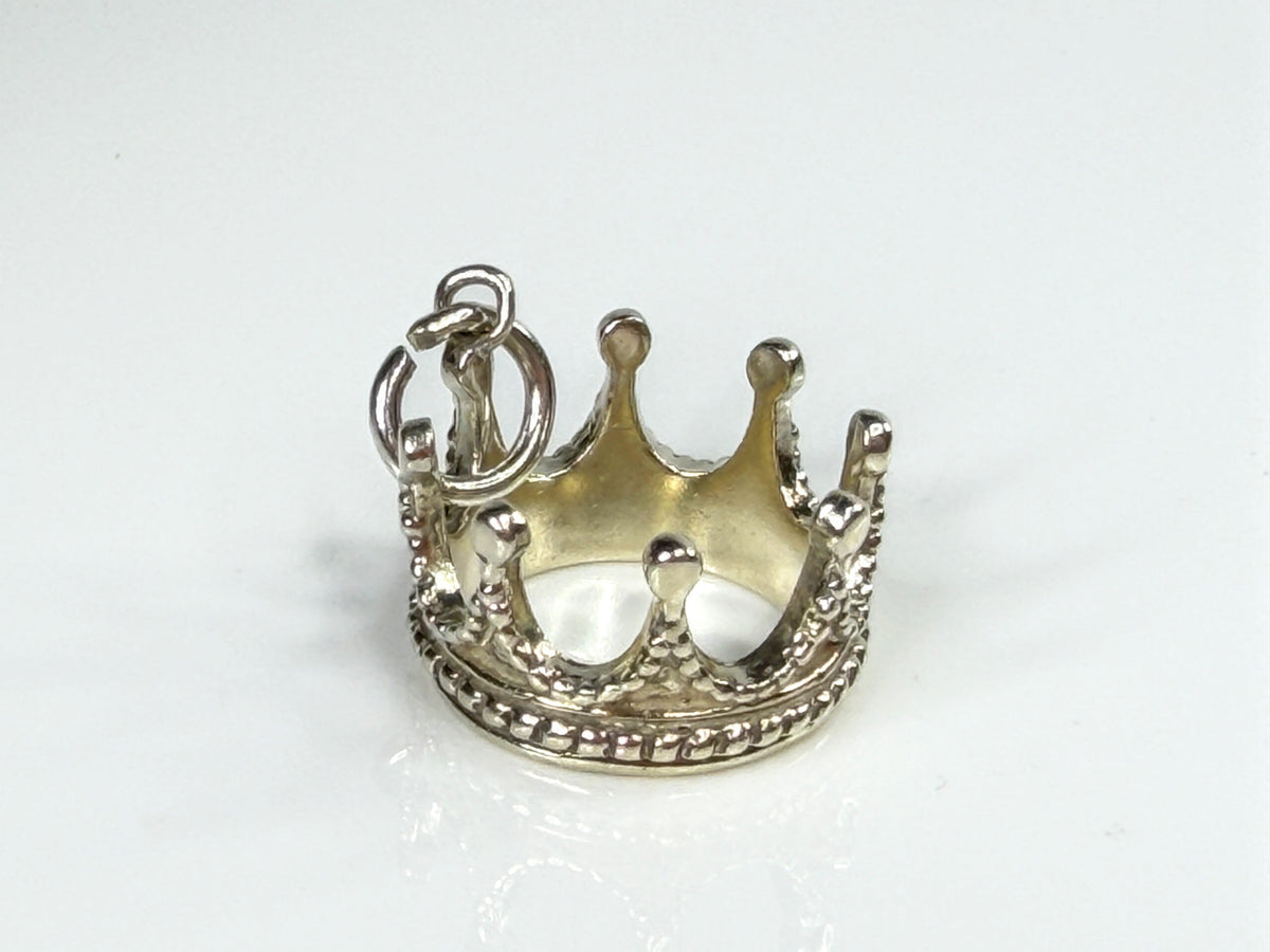 Tiffany & Co. Sterling Silver 3D Princess Crown Charm Pendant AG925 Pouch JR2116