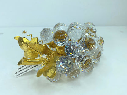 Swarovski Crystal faceted 29 Grapes Cluster with Gold Leaves Figurine S120