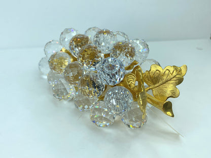 Swarovski Crystal faceted 29 Grapes Cluster with Gold Leaves Figurine S120