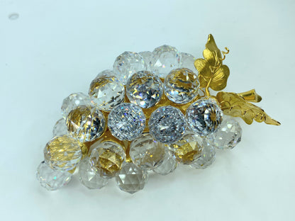Swarovski Crystal faceted 29 Grapes Cluster with Gold Leaves Figurine S120