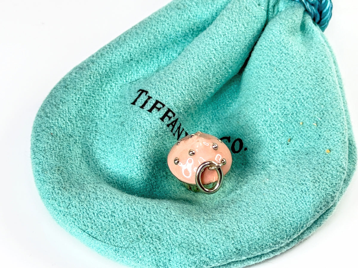 Tiffany & Co. Retired Pink Enamel Sterling Silver Cupcake Charm Pouch JR2150
