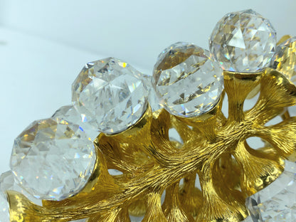 Swarovski Crystal faceted 29 Grapes Cluster with Gold Leaves Figurine S120