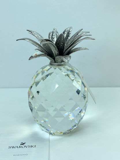 Swarovski Crystal Pineapple Large – faceted Clear And Rhodium Plated 4.5" S134