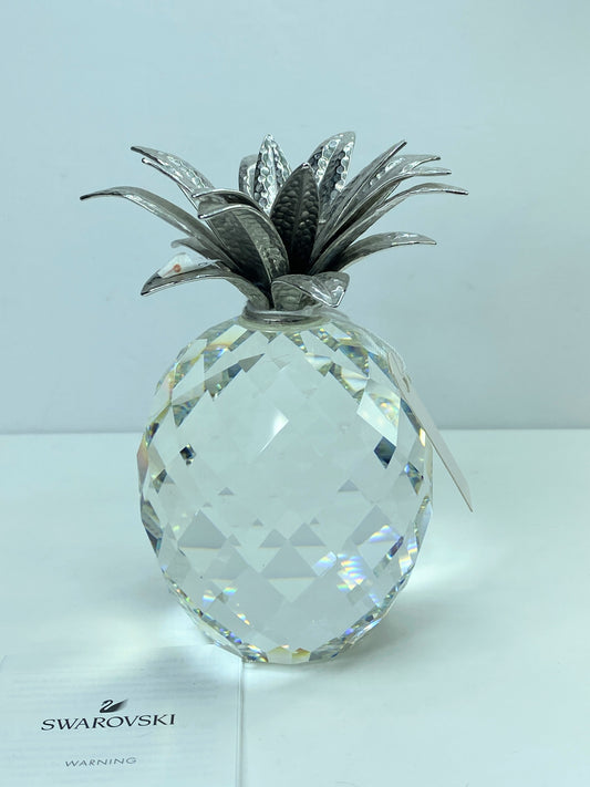 Swarovski Crystal Pineapple Large – faceted Clear And Rhodium Plated 4.5" S134