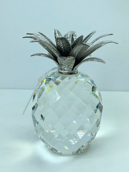 Swarovski Crystal Pineapple Large – faceted Clear And Rhodium Plated 4.5" S134