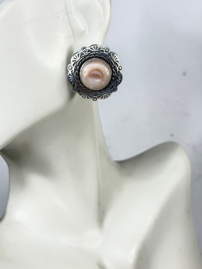 1940s Coro Sterling Silver Mother of Pearl Clip-On Earrings JR2152