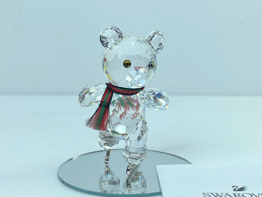 Swarovski Crystal Figurine, Kris Bear Ice Skating COA w/mirror S123
