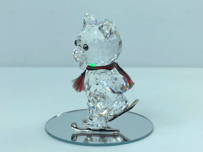 Swarovski Crystal Figurine, Kris Bear Ice Skating COA w/mirror S123