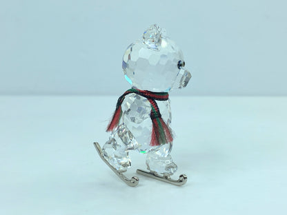 Swarovski Crystal Figurine, Kris Bear Ice Skating COA w/mirror S123